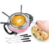 imageNostalgia 12Cup Electric Fondue Pot Set for Cheese ampamp Chocolate8 ColorCoded Forks Temperature ControlStainless Steel Kitchen Gadgets and Appliances for Hors dOeuvres and MoreBlack12 Cup Pink