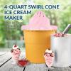 imageNostalgia Electric Ice Cream Maker  Old Fashioned Soft Serve Ice Cream Machine Makes Frozen Yogurt or Gelato in Minutes  Fun Kitchen Appliance  Brown  4 QuartSwirl Strawberry