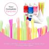 imageNostalgia Premium Snow Cone Syrup Party Kit 20 Snow Cones 20 SpoonsStraws Blue Raspberry Cherry Cotton CandyBlue Raspberry  Red Cherry  Cotton Candy