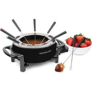 imageNostalgia 12Cup Electric Fondue Pot Set for Cheese ampamp Chocolate8 ColorCoded Forks Temperature ControlStainless Steel Kitchen Gadgets and Appliances for Hors dOeuvres and MoreBlack12 Cup Black