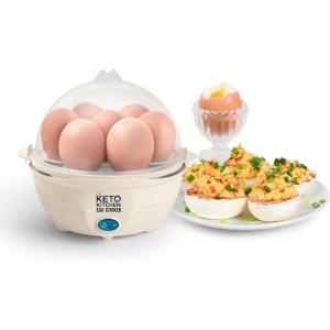 imageNostalgia My Keto Electric Large HardBoiled Egg Cooker 7 Capacity Poached Scrambled Omelets Whites Sandwiches for Keto ampamp LowCarb Diets GarlicGarlic
