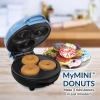 imageNostalgia MyMini Donut Maker 3 Mini Treats Kid Friendly Bakery for Desserts Snacks Breakfast Ice and Frost Your Own Compact and Lightweight BlueBlue Orbital Donut