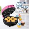 imageNostalgia MyMini Donut Maker 3 Mini Treats Kid Friendly Bakery for Desserts Snacks Breakfast Ice and Frost Your Own Compact and Lightweight BluePink Cupcake
