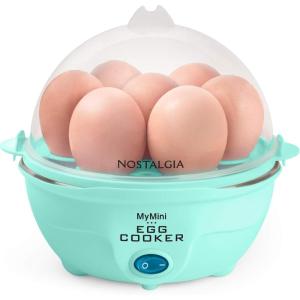 imageNostalgia MyMini 7 Egg Cooker makes 7 soft medium or hard boiled eggs egg bowls includes egg white separator Teal