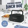 imageNostalgia 32Ounce Heated Electric Lunch Box  Travel Size 4 Cup Capacity for Soup Pasta and Leftovers  LeakProof Silicone Sealed Lid Foldable Carry Handle Detachable Cord  BlackBlack