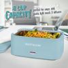 imageNostalgia 32Ounce Heated Electric Lunch Box  Travel Size 4 Cup Capacity for Soup Pasta and Leftovers  LeakProof Silicone Sealed Lid Foldable Carry Handle Detachable Cord  BlackChambray