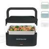 imageNostalgia 32Ounce Heated Electric Lunch Box  Travel Size 4 Cup Capacity for Soup Pasta and Leftovers  LeakProof Silicone Sealed Lid Foldable Carry Handle Detachable Cord  BlackBlack