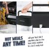 imageNostalgia 32Ounce Heated Electric Lunch Box  Travel Size 4 Cup Capacity for Soup Pasta and Leftovers  LeakProof Silicone Sealed Lid Foldable Carry Handle Detachable Cord  BlackBlack