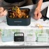 imageNostalgia 32Ounce Heated Electric Lunch Box  Travel Size 4 Cup Capacity for Soup Pasta and Leftovers  LeakProof Silicone Sealed Lid Foldable Carry Handle Detachable Cord  BlackBlack