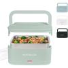 imageNostalgia 32Ounce Heated Electric Lunch Box  Travel Size 4 Cup Capacity for Soup Pasta and Leftovers  LeakProof Silicone Sealed Lid Foldable Carry Handle Detachable Cord  BlackSage