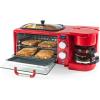 imageNostalgia 3in1 Retro Breakfast Station  Includes 5 Cup Coffee Maker NonStick Ceramic Griddle and 4Slice Toaster Oven  BuiltIn Timer Reusable Coffee Filter SpaceSaving Design  PinkRed