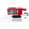 imageNostalgia 3in1 Retro Breakfast Station  Includes 5 Cup Coffee Maker NonStick Ceramic Griddle and 4Slice Toaster Oven  BuiltIn Timer Reusable Coffee Filter SpaceSaving Design  PinkRed