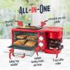 imageNostalgia 3in1 Retro Breakfast Station  Includes 5 Cup Coffee Maker NonStick Ceramic Griddle and 4Slice Toaster Oven  BuiltIn Timer Reusable Coffee Filter SpaceSaving Design  PinkRed