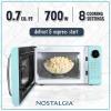 imageNostalgia Retro Microwave Oven 07 Cu Ft 700Watt Countertop Size with Glass Turntable Child Safety Lock 8 AutoCook Programs Digital Clock BlackAqua