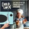imageNostalgia Retro Microwave Oven 07 Cu Ft 700Watt Countertop Size with Glass Turntable Child Safety Lock 8 AutoCook Programs Digital Clock BlackAqua