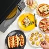 imageNostalgia Retro Microwave Oven 07 Cu Ft 700Watt Countertop Size with Glass Turntable Child Safety Lock 8 AutoCook Programs Digital Clock BlackBlack