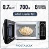 imageNostalgia Retro Microwave Oven 07 Cu Ft 700Watt Countertop Size with Glass Turntable Child Safety Lock 8 AutoCook Programs Digital Clock BlackBlack