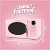 imageNostalgia Retro Microwave Oven 07 Cu Ft 700Watt Countertop Size with Glass Turntable Child Safety Lock 8 AutoCook Programs Digital Clock BlackPink