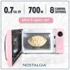 imageNostalgia Retro Microwave Oven 07 Cu Ft 700Watt Countertop Size with Glass Turntable Child Safety Lock 8 AutoCook Programs Digital Clock BlackPink