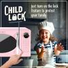 imageNostalgia Retro Microwave Oven 07 Cu Ft 700Watt Countertop Size with Glass Turntable Child Safety Lock 8 AutoCook Programs Digital Clock BlackPink