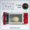 imageNostalgia Retro Microwave Oven 07 Cu Ft 700Watt Countertop Size with Glass Turntable Child Safety Lock 8 AutoCook Programs Digital Clock BlackRed