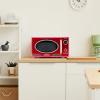 imageNostalgia Retro Microwave Oven 07 Cu Ft 700Watt Countertop Size with Glass Turntable Child Safety Lock 8 AutoCook Programs Digital Clock BlackRed