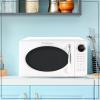 imageNostalgia Retro Microwave Oven 07 Cu Ft 700Watt Countertop Size with Glass Turntable Child Safety Lock 8 AutoCook Programs Digital Clock BlackWhite