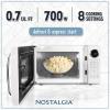 imageNostalgia Retro Microwave Oven 07 Cu Ft 700Watt Countertop Size with Glass Turntable Child Safety Lock 8 AutoCook Programs Digital Clock BlackWhite