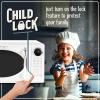 imageNostalgia Retro Microwave Oven 07 Cu Ft 700Watt Countertop Size with Glass Turntable Child Safety Lock 8 AutoCook Programs Digital Clock BlackWhite