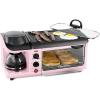 imageNostalgia 3in1 Retro Breakfast Station  Includes 5 Cup Coffee Maker NonStick Ceramic Griddle and 4Slice Toaster Oven  BuiltIn Timer Reusable Coffee Filter SpaceSaving Design  PinkPink