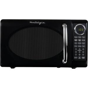 imageNostalgia Retro Microwave Oven 07 Cu Ft 700Watt Countertop Size with Glass Turntable Child Safety Lock 8 AutoCook Programs Digital Clock BlackBlack