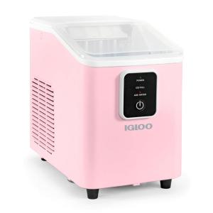 imageIgloo SelfCleaning Countertop Ice Maker  Compact and Portable  Creates 26 lbs Per Day 8 Pieces Ready Every 78 Minutes  Includes Ice Scoop and Basket  AquaPink