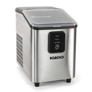imageIgloo SelfCleaning Countertop Ice Maker  Compact and Portable  Creates 26 lbs Per Day 8 Pieces Ready Every 78 Minutes  Includes Ice Scoop and Basket  AquaStainless Steel
