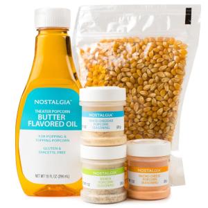 imageNostalgia Premium 4Ounce Popcorn AllInOne Bag  Includes Kernels Butter Flavored Coconut Oil and Seasoning Salt  Pack of 241 LB and 3 Seasonings