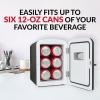 imageNostalgia Retro Mini Fridge and Heater 6Can Capacity 12Volt Power Adapter Carry Handle and Display WindowPerfect for Home Office Car or Dorm RoomBlackBlack Dry Erase