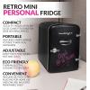 imageNostalgia Retro Mini Fridge and Heater 6Can Capacity 12Volt Power Adapter Carry Handle and Display WindowPerfect for Home Office Car or Dorm RoomBlackBlack