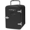 imageNostalgia Retro Mini Fridge and Heater 6Can Capacity 12Volt Power Adapter Carry Handle and Display WindowPerfect for Home Office Car or Dorm RoomBlackBlack
