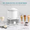 imageNostalgia Electric Ice Cream Maker with 2Qt Double Insulated Gel Canister ampamp Stainless Steel Base  Makes Sorbet Soft Serve and Frozen Yogurt  AquaStainless White