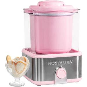 imageNostalgia Electric Ice Cream Maker with 2Qt Double Insulated Gel Canister ampamp Stainless Steel Base  Makes Sorbet Soft Serve and Frozen Yogurt  AquaStainless Pink