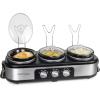 imageHomeCraft HCRTSCO15SS Triple Round Oval 15 Quart Stainless Steel Cooker Buffet with Adjustable Temperature Control Removable Lids ampamp Spoon Rests Perfect for Dinner Appetizers45Quart Stainless Buffet Cooker