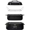 imageHomeCraft HCRTSCO15SS Triple Round Oval 15 Quart Stainless Steel Cooker Buffet with Adjustable Temperature Control Removable Lids ampamp Spoon Rests Perfect for Dinner AppetizersCountertop Oven Roaster