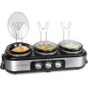 imageHomeCraft HCRTSCO15SS Triple Round Oval 15 Quart Stainless Steel Cooker Buffet with Adjustable Temperature Control Removable Lids ampamp Spoon Rests Perfect for Dinner Appetizers15Quart Oval Buffet Cooker