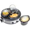 imageHomeCraft HCRTSCO15SS Triple Round Oval 15 Quart Stainless Steel Cooker Buffet with Adjustable Temperature Control Removable Lids ampamp Spoon Rests Perfect for Dinner Appetizers15Quart Round Buffet Cooker