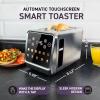 imageInspirex Touch Screen Toaster  4 Slice Long ExtraWide Slots  5 Bread Type and 6 Browning Levels  Defrost Reheat Favorite Single Slot Settings  Stainless SteelStainless Steel