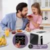 imageInspirex Touch Screen Toaster  4 Slice Long ExtraWide Slots  5 Bread Type and 6 Browning Levels  Defrost Reheat Favorite Single Slot Settings  Stainless SteelWhite