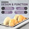imageInspirex Touch Screen Toaster  4 Slice Long ExtraWide Slots  5 Bread Type and 6 Browning Levels  Defrost Reheat Favorite Single Slot Settings  Stainless SteelStainless Steel