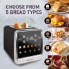 imageInspirex Touch Screen Toaster  4 Slice Long ExtraWide Slots  5 Bread Type and 6 Browning Levels  Defrost Reheat Favorite Single Slot Settings  Stainless SteelBlack