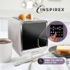 imageInspirex Touch Screen Toaster  4 Slice Long ExtraWide Slots  5 Bread Type and 6 Browning Levels  Defrost Reheat Favorite Single Slot Settings  Stainless SteelStainless Steel