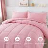 imageDOWNCOOL All Seasons Sage Green Bedding Comforters ampamp Sets with 2 Pillow Cases 3 Pieces Down Alternative Comforter Set Bedding Comforter Sets Queen Lightweight and Noiseless Queen88x90 inchesPink