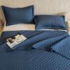 imageDOWNCOOL Black Twin Quilt Set 2Pcs Ultrasonic Process Leaf Texture Pattern Twin Quilt Bedding Set Soft Lightweight Bedspread Coverlet All Season Quilt Twin Size68quotx86quot ampamp 1 Pillow Sham02 Navy